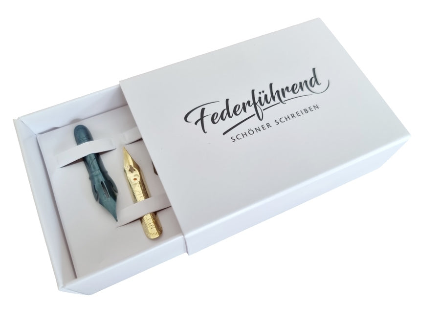 federsammlung aufbewahren Schachtel für Schreibfedern mit Logo – Federfuehrend