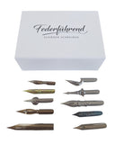 10 antike Schreibfedern in Box - Vintage